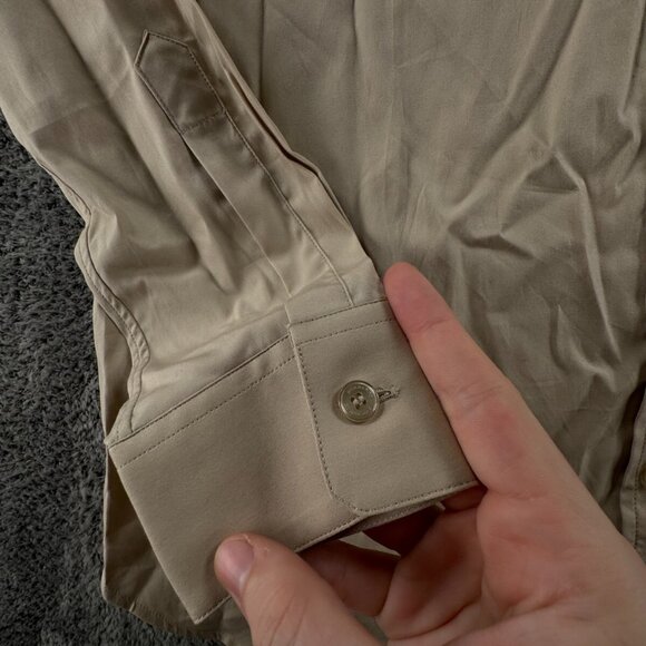 NWT Burberry London Women US 6 (40) Button Up Shirt Beige Cotton Stretch Ladies - Picture 16 of 16